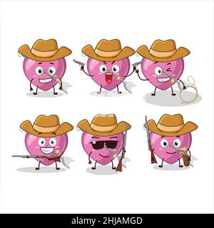 Cool Cowboy rosa Amor Liebe Pfeil Cartoon-Figur mit einem niedlichen Hut. Vektorgrafik Stock Vektor