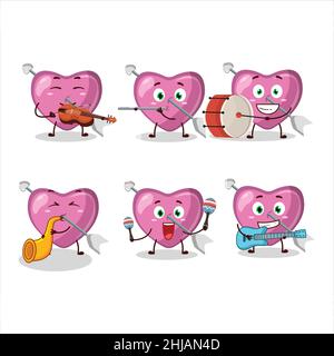 Cartoon-Charakter der rosa Amor Liebe Pfeil spielen einige Musikinstrumente. Vektorgrafik Stock Vektor