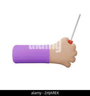 3D Rendering des Hand haltenden Schraubendrehers Stockfoto