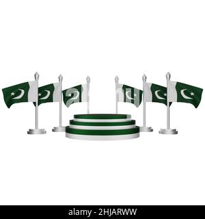 3D Darstellung des Podests mit pakistanischen Nationaltagskonzept Stockfoto