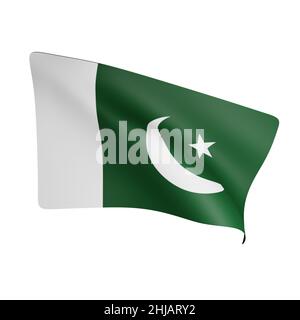 3D Darstellung des pakistanischen Flaggenkonzepts pakistanischer Nationalfeiertag Stockfoto