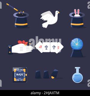 Eine Reihe von magischen Werkzeugen, Vektorgrafiken mit verschiedenen Formen Stock Vektor