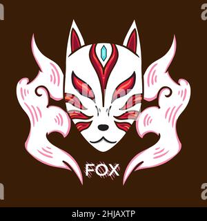 Vekto Illustration Japan Stil Fuchs Maske Illustration Design Stock Vektor