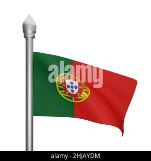 3D Darstellung des portugiesischen Flaggen-Konzepts portugal Nationalfeiertag Stockfoto