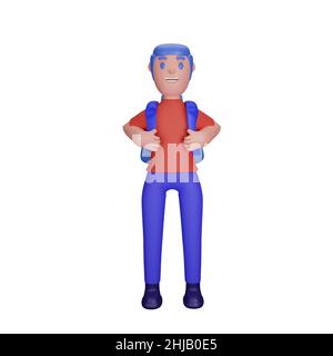 3D Darstellung von Charakteren mit dem Konzept des Rückens in die Schule Stockfoto