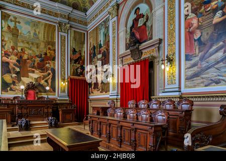 Porto, Portugal - 31. Mai 2018: Innenansicht des historischen Gebäudes des Börsenpalastes oder Palacio da Bolsa Stockfoto