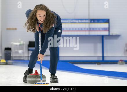 Datei-Foto vom 14-10-2021 von Jennifer Dodds, die zusammen mit Bruce Mouat die amtierende Weltmeisterin im Mixed-Curling ist. Bilddatum: Donnerstag, 14. Oktober 2021. Ausgabedatum: Freitag, 28. Januar 2022. Stockfoto