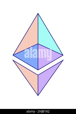Ethereum 2,0 Kryptowährung Vektorlogo. Digitale Münze ETH-Symbol Stock Vektor