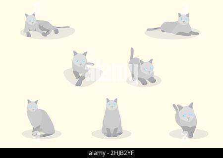 Satz von weichen Pastell niedlichen Katze Element modernen geometrischen flachen Stil. vektor-Illustration EPS10 Stock Vektor