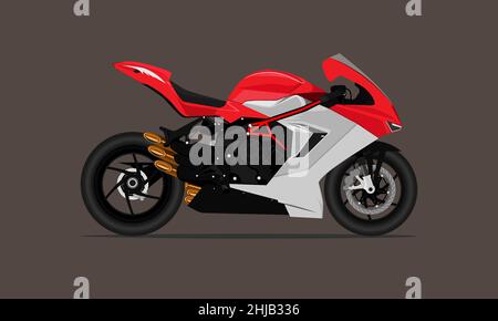 Big Bike Sport Motorrad schnelle Geschwindigkeit moderne sytle rot grau Farbe. vektor-Illustration EPS10 Stock Vektor