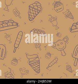 Muster nahtlose Satz von Eis. doodle Design-Stil. vektor-Illustration EPS10 Stock Vektor