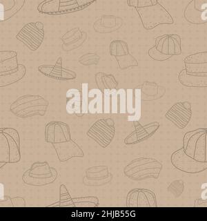 Muster nahtlose Satz von Hut Kopfbedeckung Turban. doodle Zeichnung Design-Stil. vektor Illustration EPS10 Stock Vektor