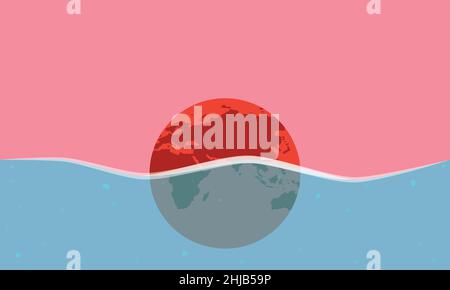 Die globale Erwärmung ist. Schwimmen Erde. heißen Planeten. Vector Illustration 10 esp Stock Vektor