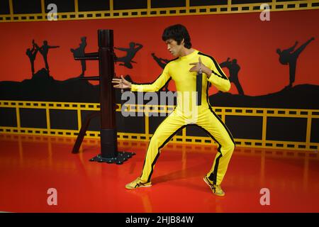 Sotschi, Russland 11. Oktober 2021: Bruce Lee im Madame Tussauds Museum in Sotschi. Russlands erstes Museum mit Wachsfiguren von Weltstars Stockfoto