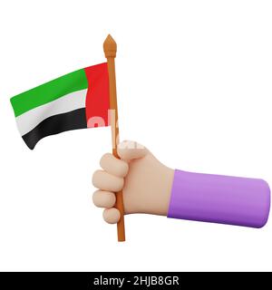 3D Rendering Hand mit national Day Concept der vereinigten arabischen emirate Stockfoto