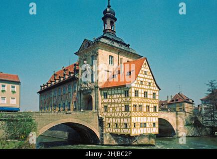 Altes Rathaus, Altstadt, Bamberg, April 1987, Oberfranken, Bayern, Deutschland Stockfoto