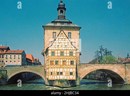 Altes Rathaus, Altstadt, Bamberg, April 1987, Oberfranken, Bayern, Deutschland Stockfoto