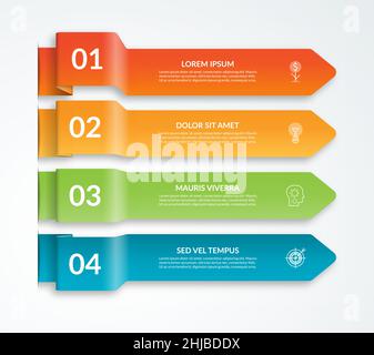 Infografik-Vorlage mit 4 Pfeilen im Origami-Stil. Kann für Webdesign, Diagramm, Diagramm, Diagramm, Diagramm, Geschäftspräsentation verwendet werden. Vektorgrafik Stock Vektor