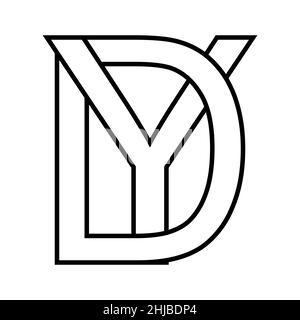 Logo, dy yd Symbol, nft dy interlaced Buchstaben d y Stock Vektor