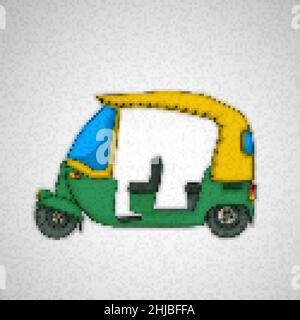 Pixel Art Tuk Tuk Symbol, Vektordarstellung Stock Vektor