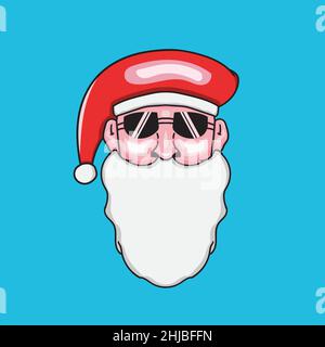 Handgezeichnete Santa Illustration mit Sonnenbrille. Ideal für Neujahr und Weihnachten T-Shirt Illustrationen. Stock Vektor