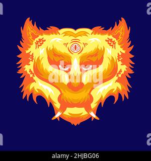 Vektor-Illustration Flaming Wolf Feuer Design gut für T-Shirt Stock Vektor