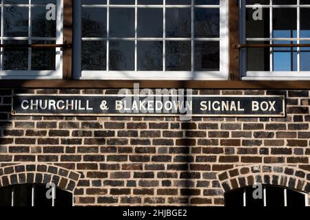 Churchill und Blakedown Signalbox, Blakedown, Worcestershire, England, Großbritannien Stockfoto