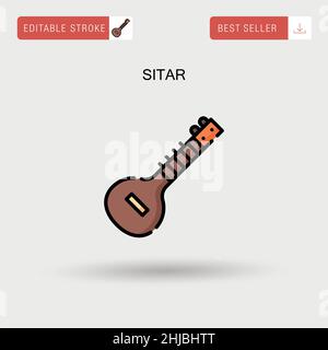 Einfaches Vektorsymbol für Sitar. Stock Vektor