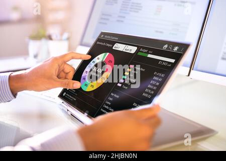 Computer-App Für Geld-, Budget- Und Spesenverfolgung Stockfoto