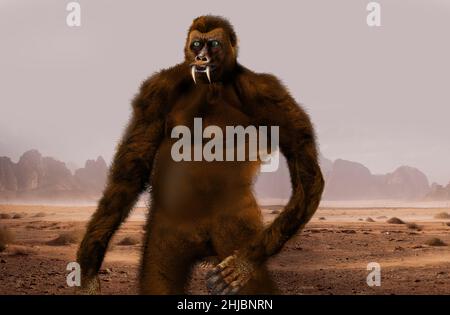 Yowie ist eine australische Folklore-Einheit, bekannt als Quinkin und Joogabinna. Australische Legenden der Aborigines. Australien bigfoot mythologische Kreatur. Stockfoto