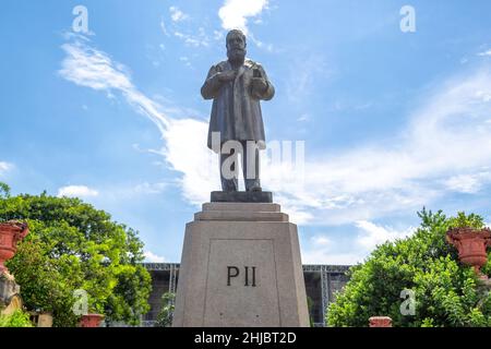 Skulptur oder Statue von Don Pedro II in Quinta da Boa Vista, einem öffentlichen Park von großer historischer Bedeutung, der sich im Viertel Sao Cristovao befindet Stockfoto