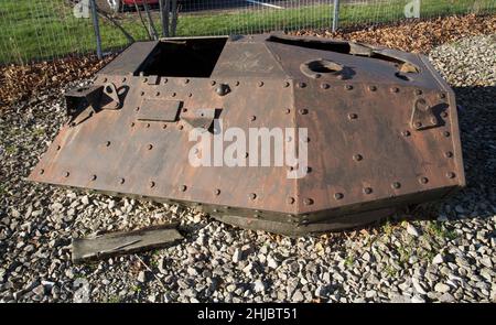 A15 Crusader MKIII Panzerturm aus Tank Nummer T127020, Bovington Tank Museum, Dorset, Großbritannien Stockfoto