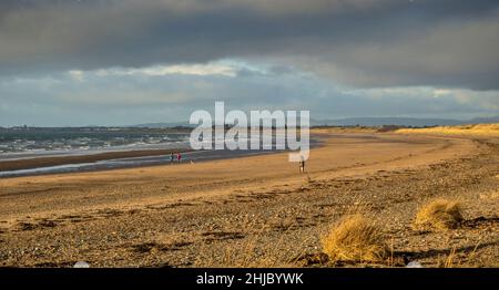 Prestwick Beach Ayrshire im Januar Wintersonne Stockfoto