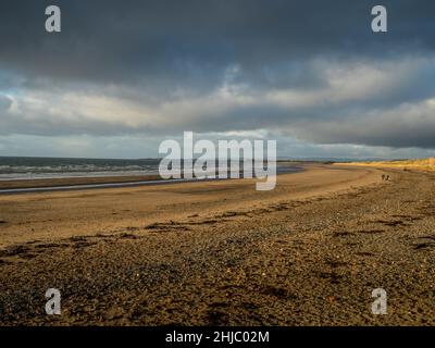 Prestwick Beach Ayrshire im Januar Wintersonne Stockfoto