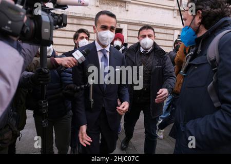 Rom, 27. Januar 2021 Luigi Di Maio ist ein italienischer Politiker, seit dem 5. September 2019 Minister für auswärtige Angelegenheiten und internationale Zusammenarbeit in der Regierung Conte II und später in der Regierung Draghi am vierten Tag der Wahl des Staatschefs von Italien Stockfoto