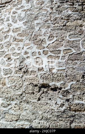 Hintergrund von einer Steinmauer. Alte Mauer. Historischer Ort. Für die Archivierung Stockfoto