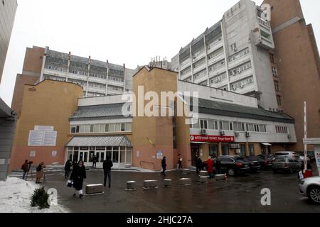 DNIPRO, UKRAINE - 28. JANUAR 2022 - das Regionale Klinikkrankenhaus Ilya Mechnikov Dnipropetrovsk veranstaltet die Blutspendekampagne für die Überlebenden Stockfoto