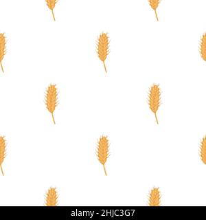 Nahtloses Weizenmuster. Getreideernte Skizze. Wiederholte Textur im Doodle-Stil für Stoff, Geschenkpapier, Tapete, Gewebe. Vektorgrafik. Stock Vektor