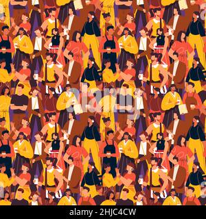 Handgezeichnetes flaches Design Gruppe von Menschen Muster Vektor-Illustration. Stock Vektor