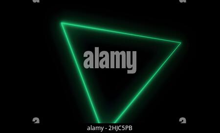 Abstrakter Hintergrund mit Neon-Dreiecken. Nahtlose Schleife. Neon Grid Square Loop Hintergrund. Abstraktes Dreieck. Neon geometrische Formen und Linien. Stockfoto