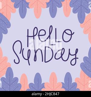 hallo sonntag Illustration mit bunten Blättern Rahmen Stock Vektor