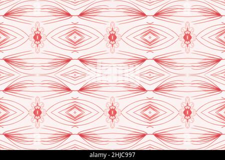 Handgezeichnetes, florales Ethno-Muster. Nahtloser abstrakter Batikdruck. Stockfoto