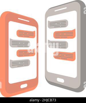 Mobile App Messenger mit Chat-Dialog auf zwei Handy-Bildschirm Stock Vektor