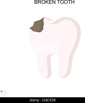 Einfaches Vektorsymbol für gebrochenen Zahn. Illustration Symbol Design-Vorlage für Web mobile UI-Element. Stock Vektor