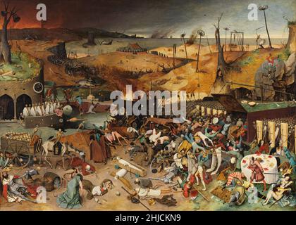 Der Triumph des Todes ist ein Öltafelgemälde von Pieter Bruegel dem Älteren aus der Zeit um 1562. Seit 1827 befindet sie sich im Museo del Prado in Madrid. Sie zeigt die totale Schlachtung und katalogisiert unter anderem die Auswirkungen der Pest. Stockfoto