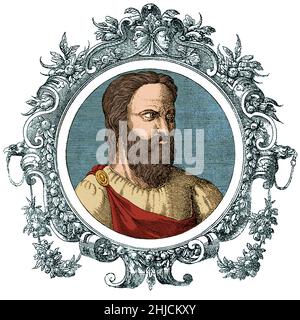 Aretaeus war ein gefeierter griechischer Arzt, der wahrscheinlich in der zweiten Hälfte des zweiten Jahrhunderts nach Christus in Kappadokien lebte, einem Teil des Römischen Reiches. Seine acht Abhandlungen über Krankheiten gehören zu den wichtigsten griechisch-römischen medizinischen Werken. Er schrieb die ersten bekannten Beschreibungen von Zöliakie und Diabetes und verfeinerte Definitionen vieler anderer Krankheiten. Eingefärbt. Stockfoto