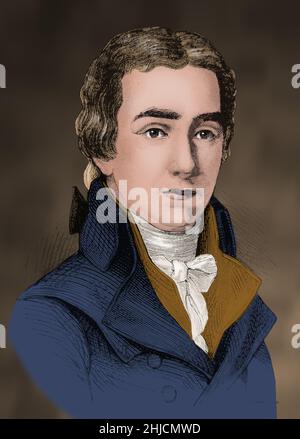 William Wilberforce (August 24, 1759 - Juli 29, 1833) war ein englischer Politiker, Philanthrop, und ein Führer der Bewegung den Sklavenhandel zu beenden. Wilberforce wurde über die Bedeutung von Religion, Moral und Bildung überzeugt. Er verfocht Ursachen und Kampagnen wie die Gesellschaft für die Unterdrückung der stellvertretende britische Missionsarbeit in Indien, die Schaffung einer Kolonie in Sierra Leone, die Grundlage für die Mission der Kirche, Gesellschaft, und die Gesellschaft zur Verhütung von Grausamkeit gegenüber Tieren. Seine zugrunde liegenden Konservatismus führte ihn politisch und gesellschaftlich umstrittener Gesetzgebung zu unterstützen, Stockfoto