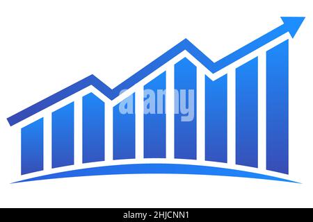Diagramm mit Bericht „Erhöhen“. Diagramm mit Aufstieg und Fortschritt zu gewinnen. Vektor Stock Vektor