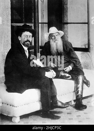 Anton Tschechow und Leo Tolstoi in Jalta, 1900. Stockfoto