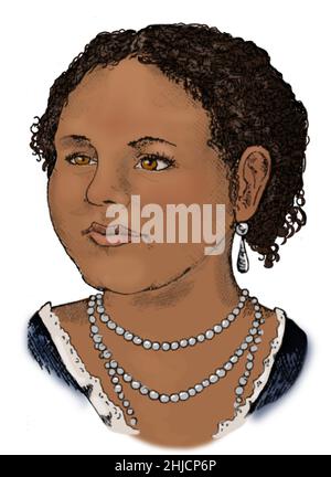 Mary Seacole (1805-1881) war eine britisch-jamaikanische Geschäftsfrau und Krankenschwester. Während des Krimkrieges führte sie ein Hotel und kümmerte sich um die Verwundeten. Ihre Autobiographie Wonderful Adventures of Mrs. Seacole in Many Lands (1857) ist eine der frühesten Autobiografien einer Mischrassenfrau. 2004 wurde sie zur größten schwarzen Britin gewählt. Eingefärbt. Stockfoto